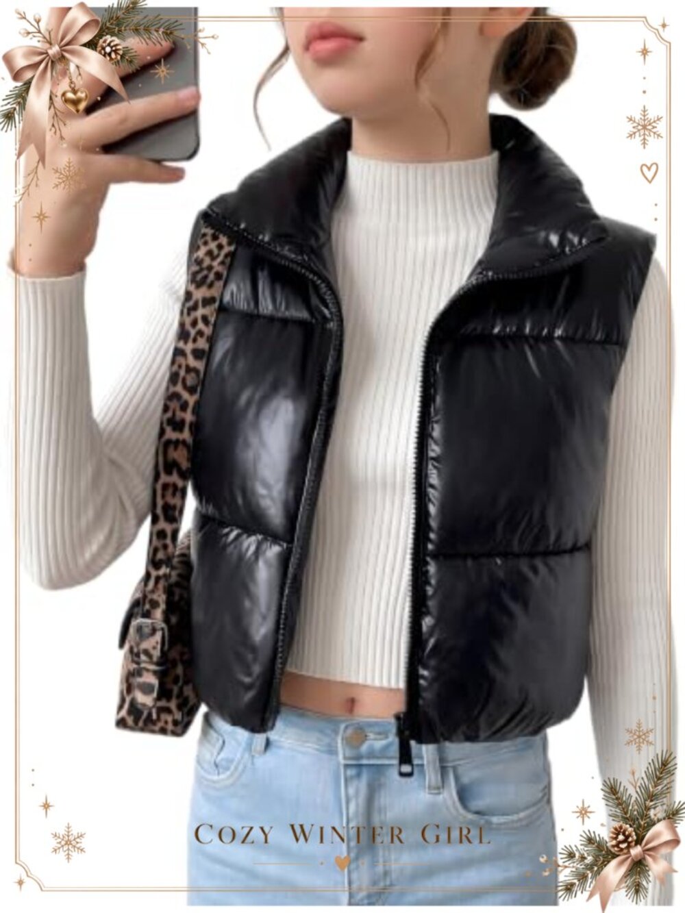 Girls Puffer Vest Cropped Water Resistant Lightweight Outerwear Sleeveless